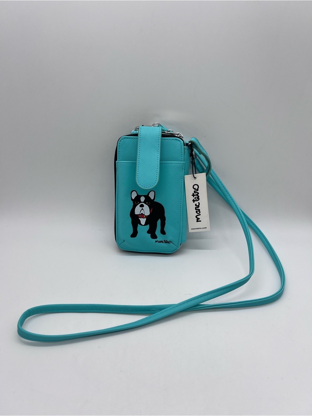 Marc Tetro Crossbody Phone Wallet Turquoise French Bulldog Bag